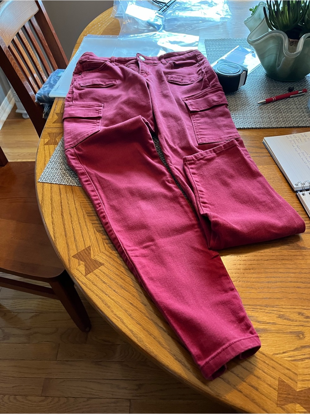 Joe Fresh Skinny Pants in Berry Red cargos